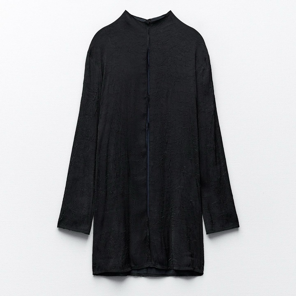 Zara WRINKLED SATIN EFFECT MINI DRESS Small NWT